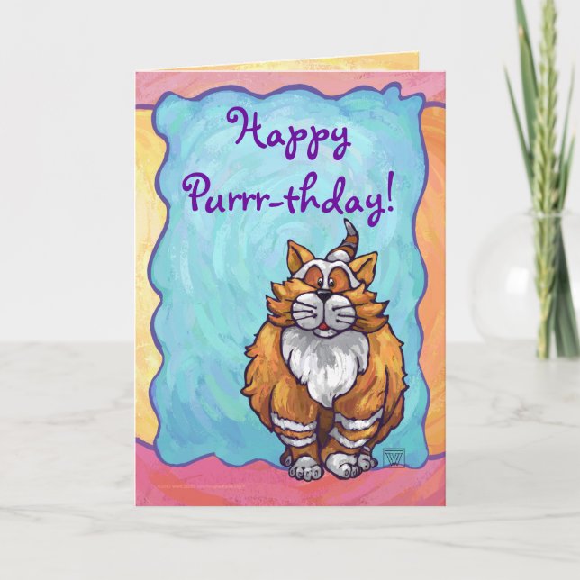 Ginger Cat Party Centre Card (Front)
