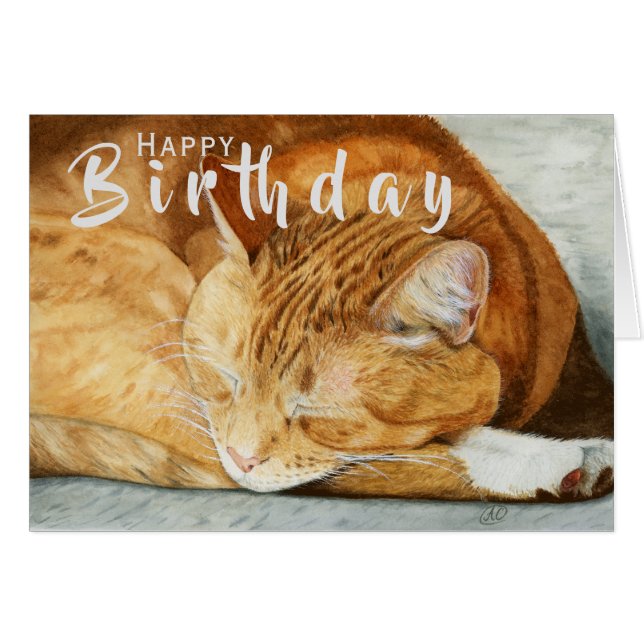 Ginger Cat | Pet Lover Birthday Greeting Card (Front Horizontal)