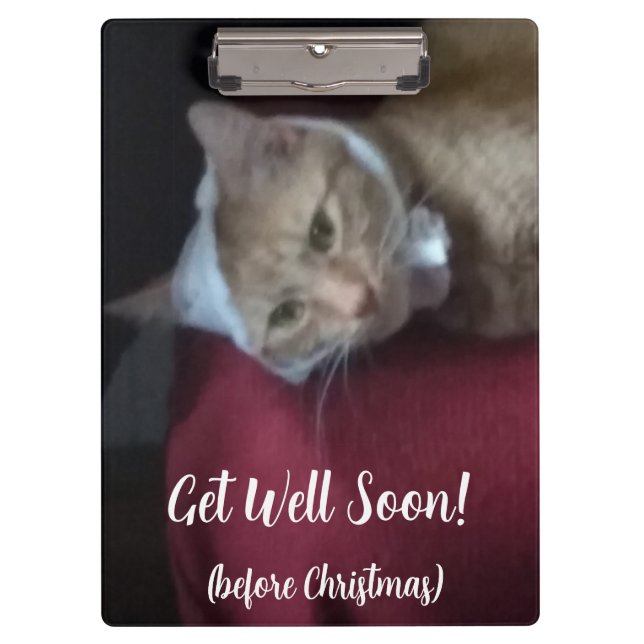 Ginger Cat Photo Get Well Soon , Clipboard (Front)