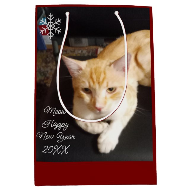 Ginger Cat Photo Text Customise Medium Gift Bag (Front)