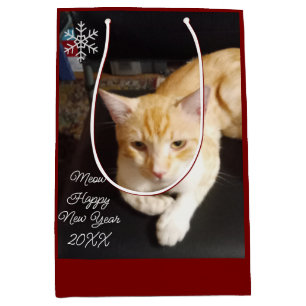 Ginger Cat Photo Text Customize Medium Gift Bag