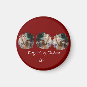 Ginger cat, Photo Text Customize ,Meowy Christmas, Magnet