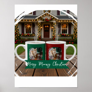 Ginger cat, Photo Text Customize ,Meowy Christmas, Poster