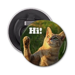 Ginger Cat Saying Hi! Bottle Opener