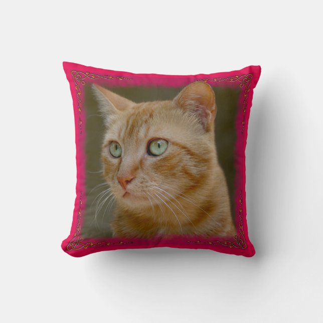 Ginger Cat Throw Pillow (Front)