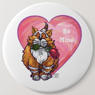 Ginger Cat Valentine's Day 6 Cm Round Badge