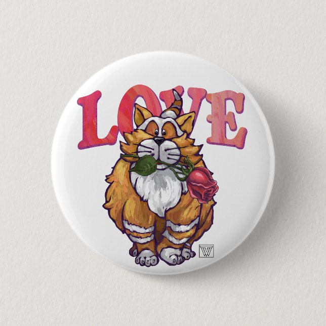 Ginger Cat Valentine's Day 6 Cm Round Badge (Front)