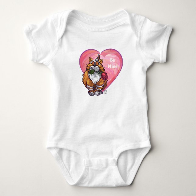 Ginger Cat Valentine's Day Baby Bodysuit (Front)