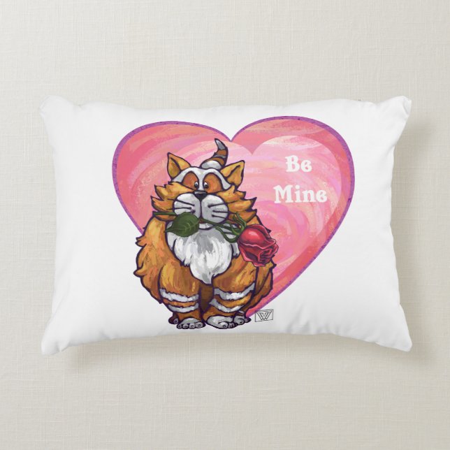Ginger Cat Valentine's Day Decorative Cushion (Front)