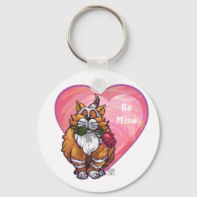 Ginger Cat Valentine's Day Key Ring (Front)
