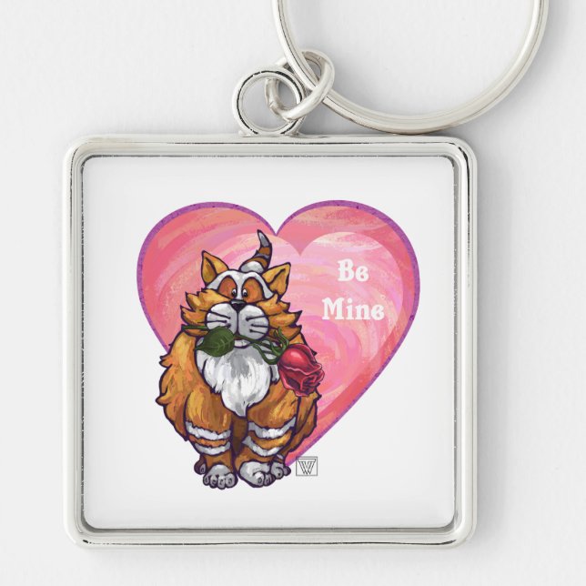 Ginger Cat Valentine's Day Key Ring (Front)