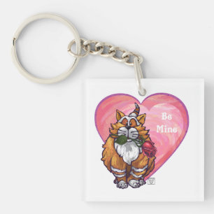 Ginger Cat Valentine's Day Key Ring