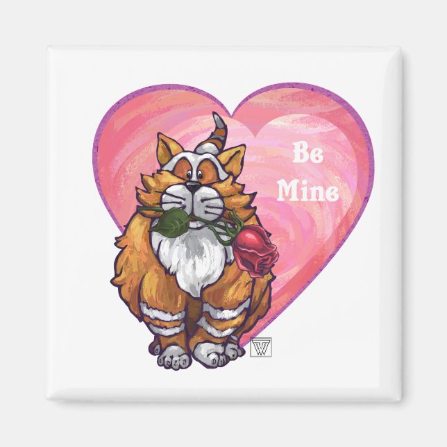 Ginger Cat Valentine's Day Magnet (Front)
