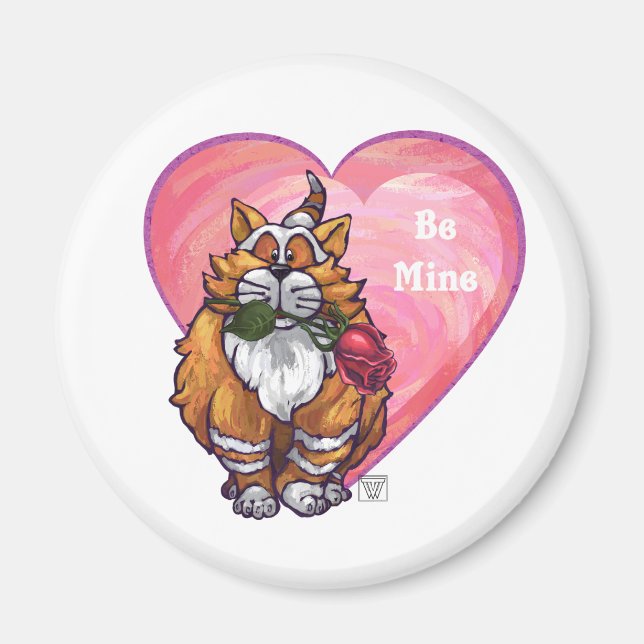 Ginger Cat Valentine's Day Magnet (Front)