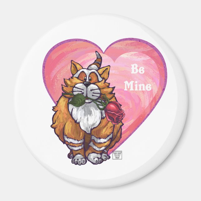 Ginger Cat Valentine's Day Magnet (Front)