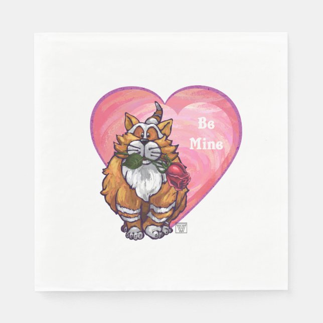 Ginger Cat Valentine's Day Napkin (Front)