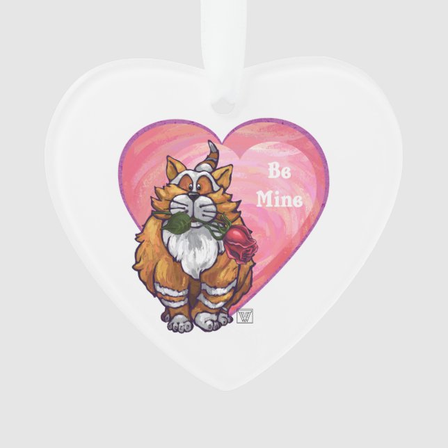 Ginger Cat Valentine's Day Ornament (Front)