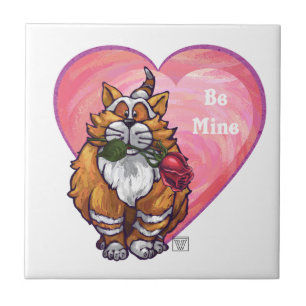 Ginger Cat Valentine's Day Tile
