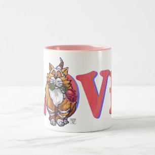 Ginger Cat Valentine's Day Two-Tone Coffee Mug