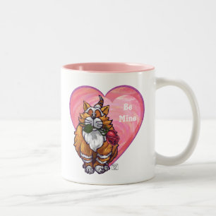 Ginger Cat Valentine's Day Two-Tone Coffee Mug