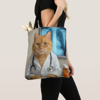 Ginger Cat Wearing a Doctor Lab Coat