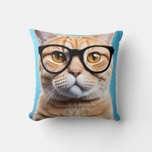 Ginger Cat Wearing Glasses Cushion