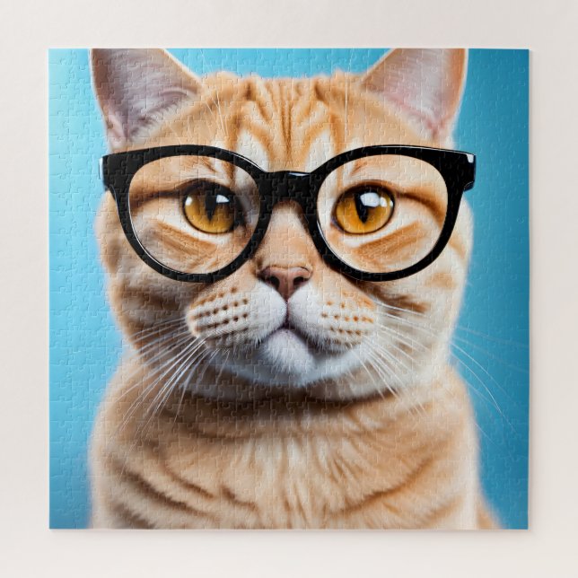 Ginger Cat Wearing Glasses Jigsaw Puzzle (Vertical)