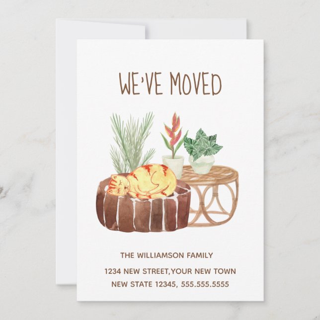 Ginger Cat We've Moved Moving Announcement (Front)