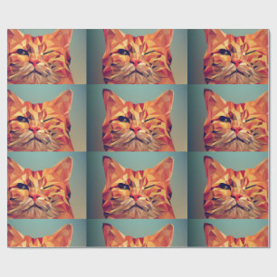 GINGER CAT WINKING ART WRAPPING PAPER