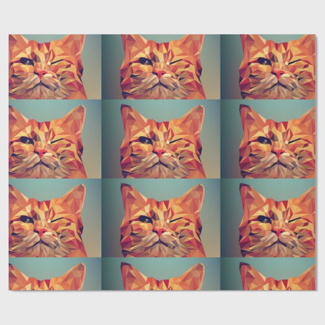 GINGER CAT WINKING ART WRAPPING PAPER (Flat)