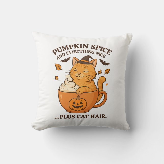 Ginger Cat Witch – Cute Halloween Design with Pump Cushion (Front)