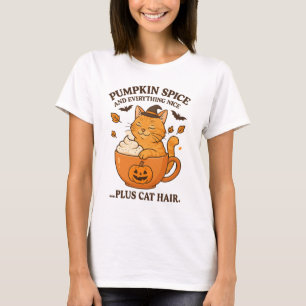 Ginger Cat Witch – Cute Halloween Design with Pump T-Shirt