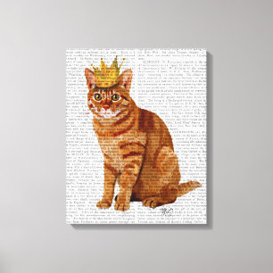 Ginger Cat with Crown Full Canvas Print