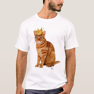 Ginger Cat with Crown Full T-Shirt
