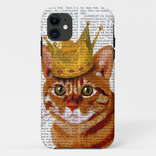 Ginger Cat with Crown Portrai iPhone 11 Case