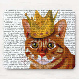Ginger Cat with Crown Portrai Mouse Mat