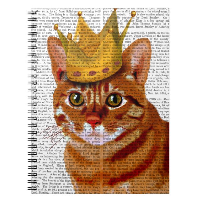 Ginger Cat with Crown Portrai Notebook (Front)