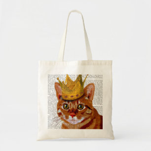 Ginger Cat with Crown Portrai Tote Bag