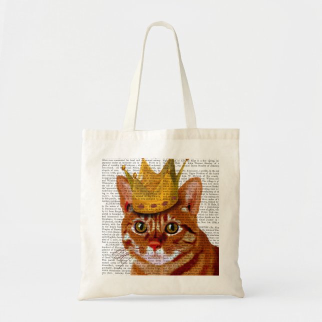 Ginger Cat with Crown Portrai Tote Bag (Front)