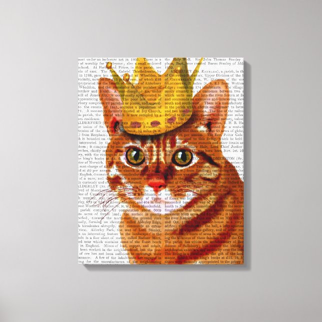 Ginger Cat with Crown Portrait Canvas Print (Front)