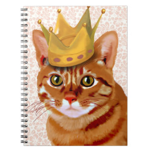 Ginger Cat with Crown Portrait Notebook