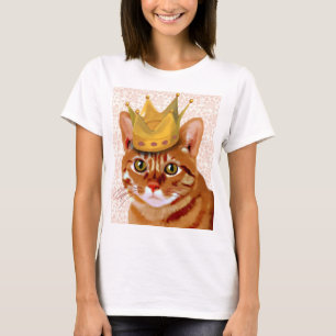 Ginger Cat with Crown Portrait T-Shirt