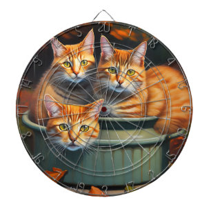 Ginger Cats In A Plant Holder Dartboard With Darts