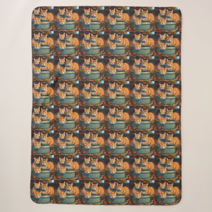Ginger Cats In A Plant Holder, Lge Sherpa Blanket