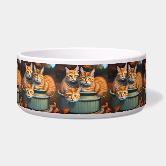 Ginger Cats Pot Plants, Ceramic Pet Bowl (Front)