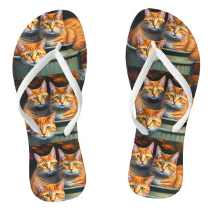 Ginger Cats Pot Plants, Flip Flops