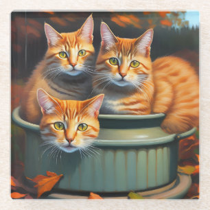 Ginger Cats Pot Plants, Glass Coaster