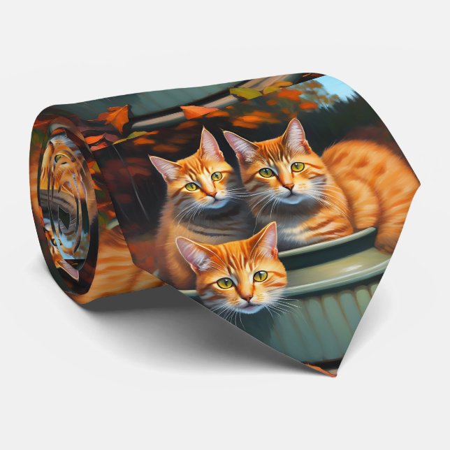 Ginger Cats Pot Plants, Neck Tie (Rolled)