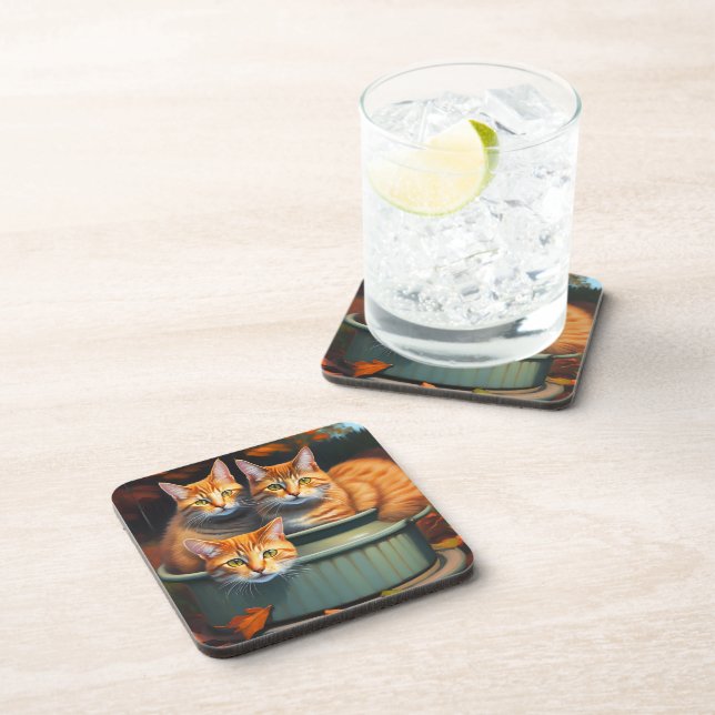 Ginger Cats Pot Plants, Six Hard Plastic Coasters (Right Side)