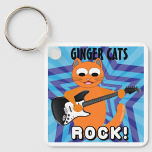 Ginger Cats Rock! Guitar Cat Key Ring